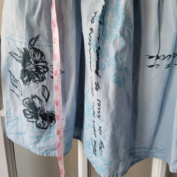 ASOS DESIGN slash neck button down dropped waist mini sundress blue floral Sz 4 - Picture 11 of 13